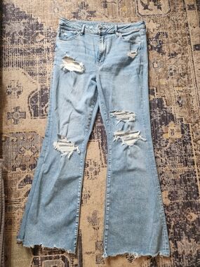 American Eagle Outfitters Light Blue Ripped Flare Jeans